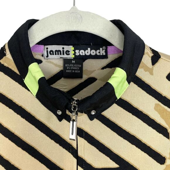 Jamie Sadock sleeveless striped geometric print golf top Sz M - Picture 3 of 7